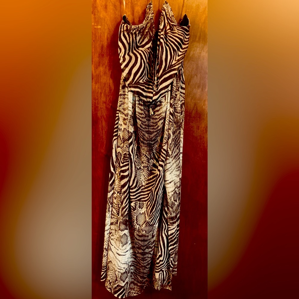 Baby Phat dress. Size: Medium. Color: brown, neutrals, gold tiny streaks, black